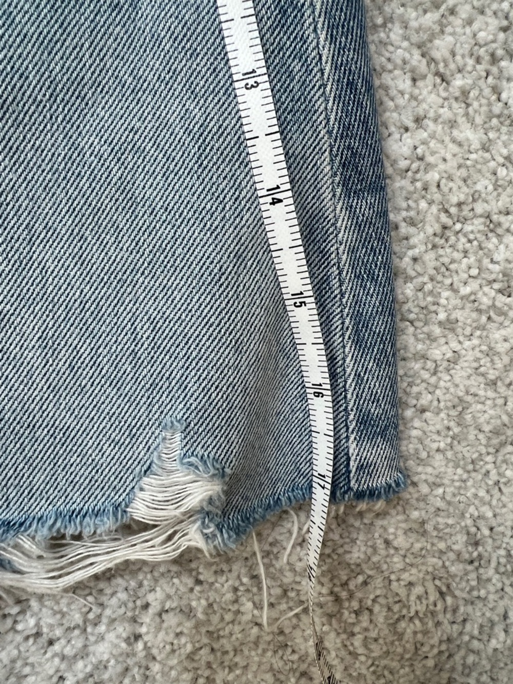 Agolde Light Blue Denim Raw-Hem Mini Skirt - Picture 9 of 9